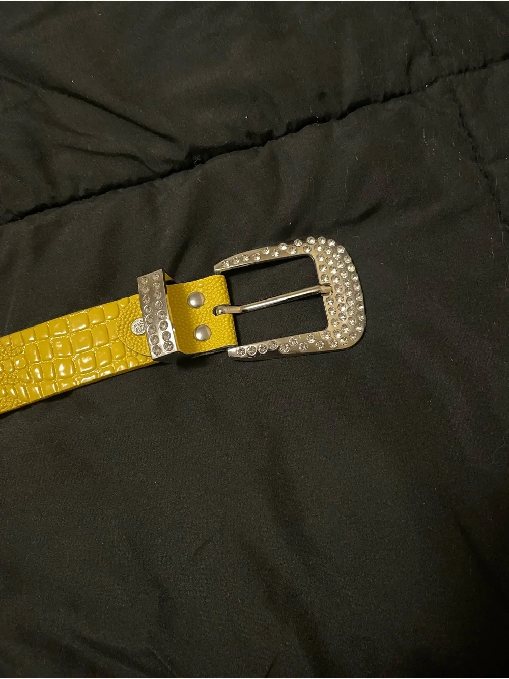 Yellow Rhinestone Statement Belt – Approx. 43.6” – NWOT